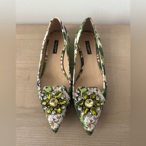 Dolce & Gabbana Ballerina Broccato Stampa Flor Shoes